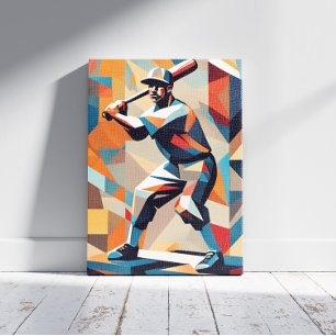 Baseball Player Cubism Canvas Print Leinwanddruck