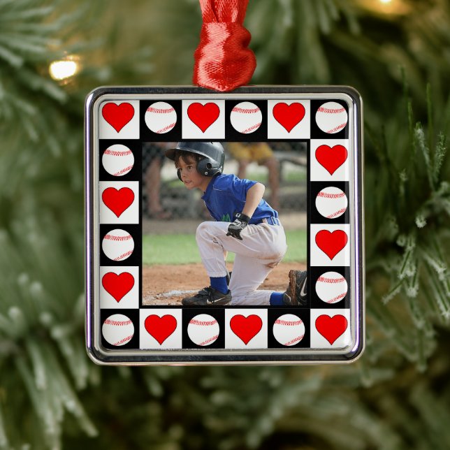 Baseball Player Custom Sports Foto Weihnachten Ornament Aus Metall (Baum)