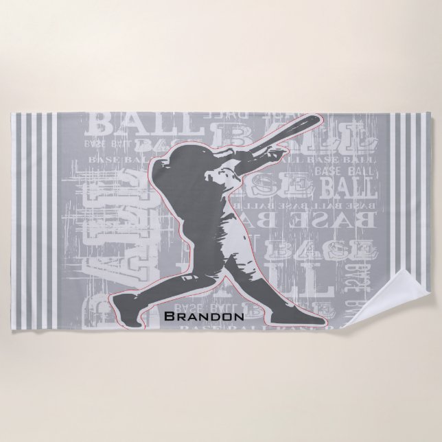 Baseball Player Design Beach Handtuch (Vorderseite)