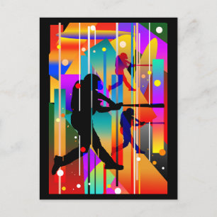 Baseball-Player für moderne geometrische Silhouett Postkarte