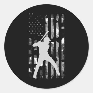 Baseball Player gibt Teens Boys Men American Flag Runder Aufkleber