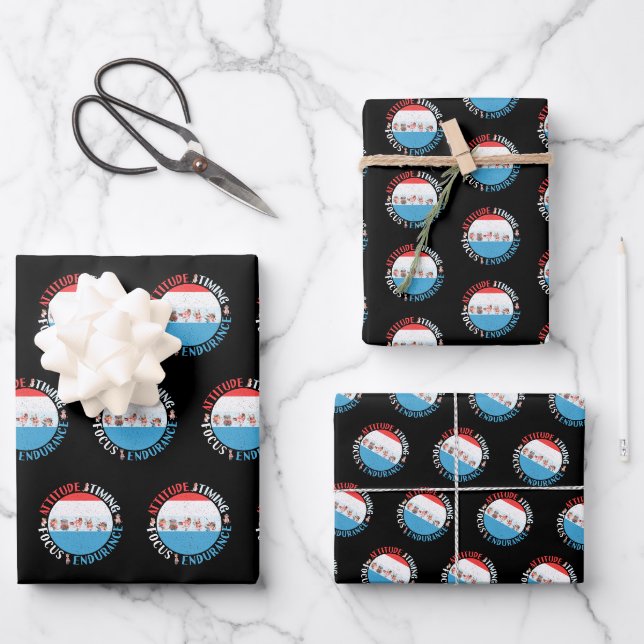 Baseball Player Mindset - Red White Blue Geschenkpapier Set (Vorderseite)
