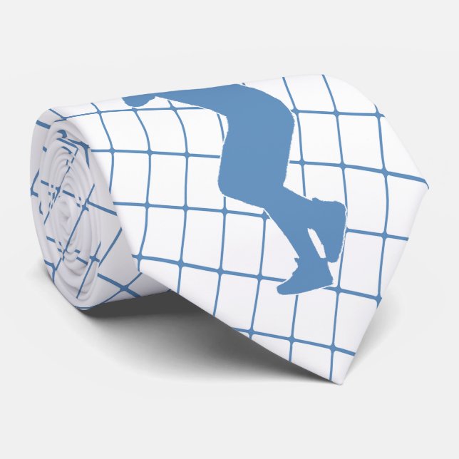 Baseball-Player mit Bat Blue Karo Necktie Krawatte (Gerollt)