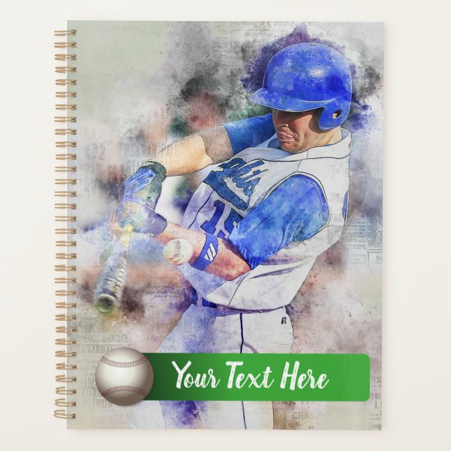 Baseball-Player mit Blue Uniform Planer (Vorderseite)