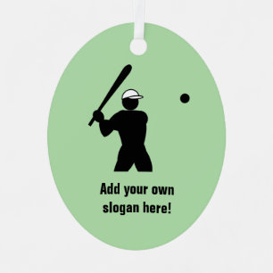 Baseball Player mit Fledermaus - Ihr Text und jede Ornament Aus Metall