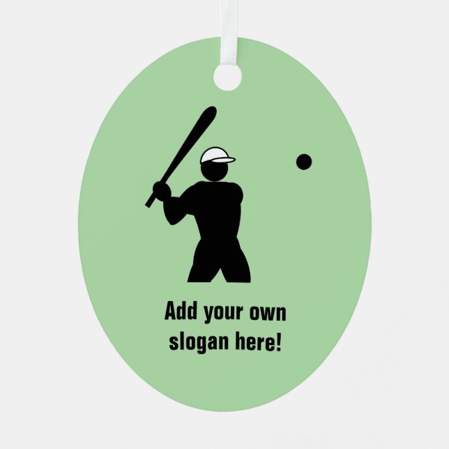 Baseball Player mit Fledermaus - Ihr Text und jede Ornament Aus Metall (Vorderseite)