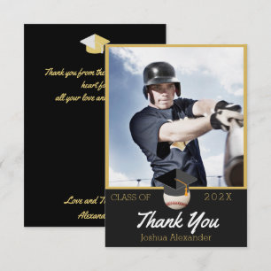 Baseball-Player Modernes Foto Abschluss Klasse Dankeskarte