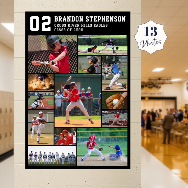 Baseball Player Name Number 13 Photo Collage Poster (Von Creator hochgeladen)