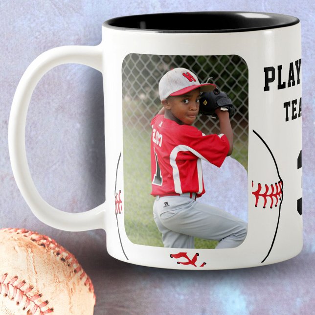 Baseball-Player-Name Team-2-Fotos Zweifarbige Tasse (Von Creator hochgeladen)