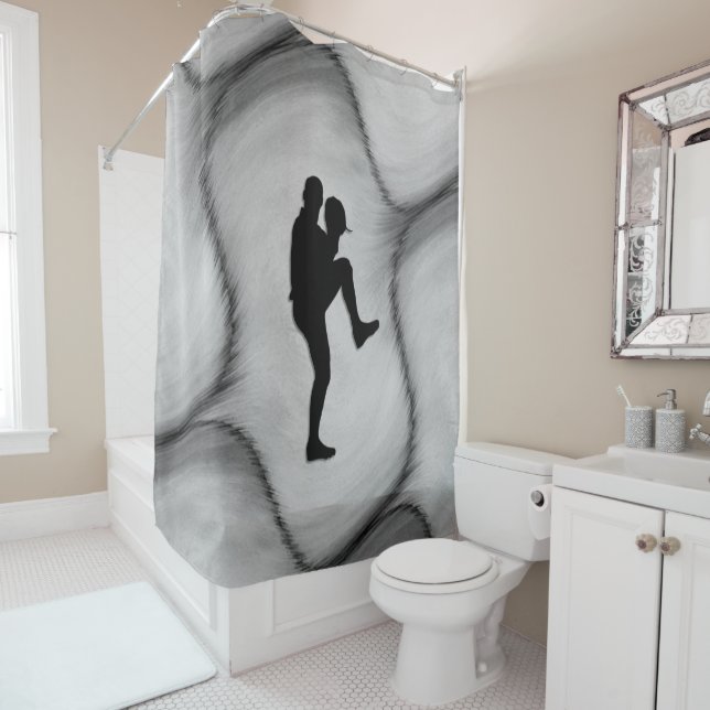 Baseball Player Pitcher Windup Duschvorhang (Beispiel)