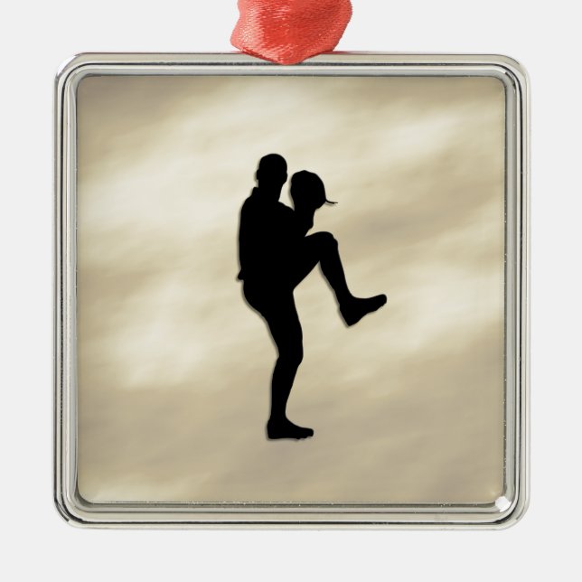 Baseball Player Pitcher winduzieren Silbernes Ornament (Vorne)
