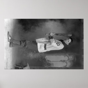 Baseball Player Portrait Holding Bat Poster