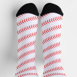 Baseball Player Red Laces Spiral Fun Sport Socken