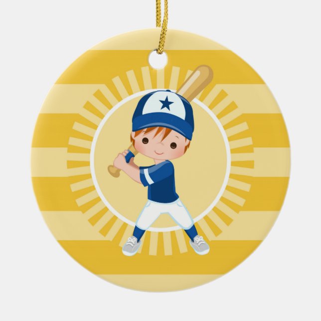Baseball Player - Redhead Boy Keramik Ornament (Vorne)