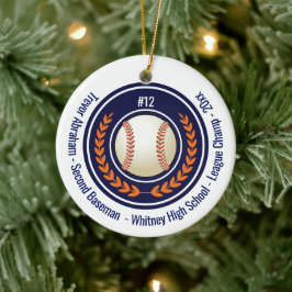 Baseball Player School Blue Keramik Ornament