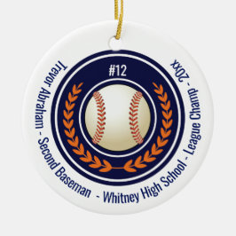 Baseball Player School Blue Keramik Ornament