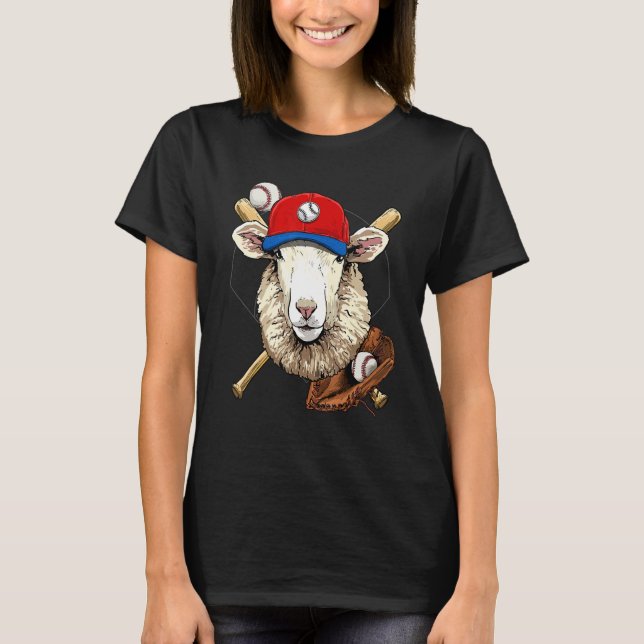 Baseball Player Sheep Lamb Pitcher Catcher Basebal T-Shirt (Vorderseite)