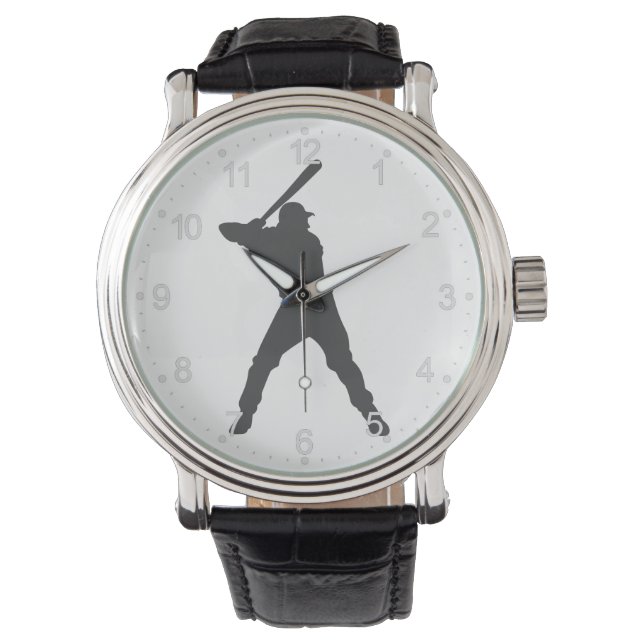 Baseball-Player-Silhouette Armbanduhr (Vorderseite)