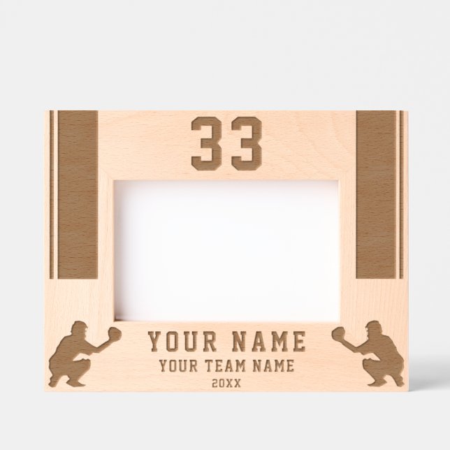 Baseball Player Silhouette Sports Geätzte Rahmen (Vorderseite)