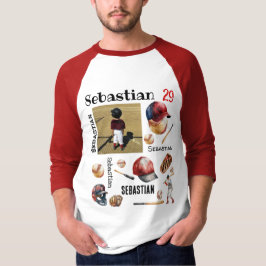 Baseball Player Softball PERSONALISIERTER Foto Nam T-Shirt