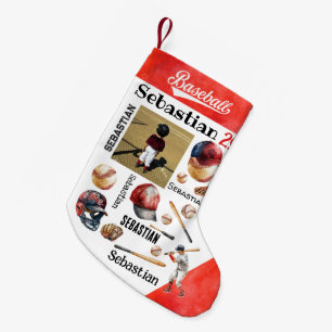 Baseball Player Software PERSONALISIERT Foto & Nam Kleiner Weihnachtsstrumpf