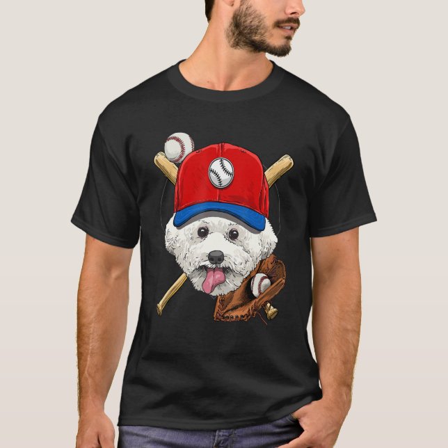 Baseball Player Trainer Bichon Frise Dog Pitch T-Shirt (Vorderseite)