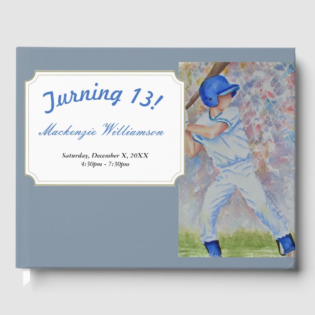 BASEBALL PLAYER TURNING 13 GÄSTEBUCH (Vorderseite)