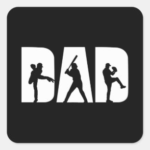 Baseball Player Vater Baseball liebt Männer Vatert Quadratischer Aufkleber