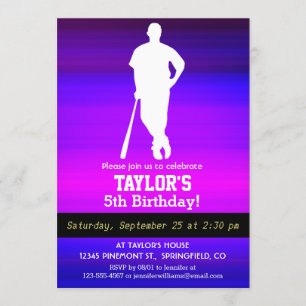 Baseball Player; Vibranly Blue und Magenta Einladung