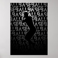 Baseball Poster Black and White | | Metal Look