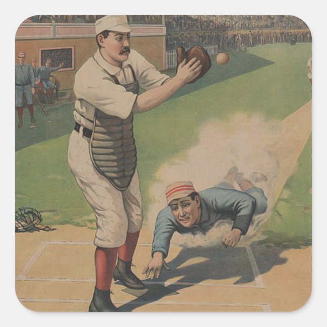 Baseball Poster Quadratischer Aufkleber (Vorderseite)