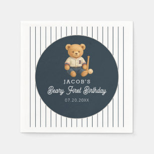 Baseball Preppy Bear 1. Geburtstag Serviette