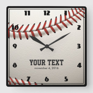 Baseball Quadratische Wanduhr