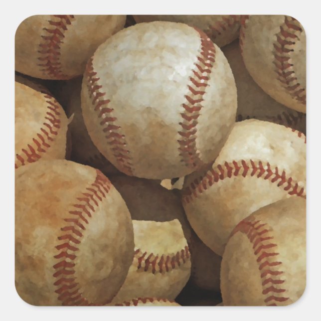 Baseball Quadratischer Aufkleber (Vorderseite)