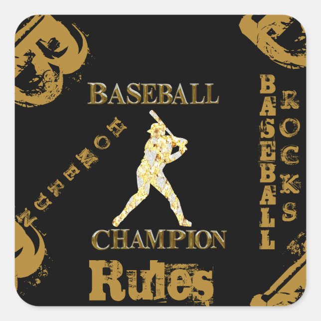 Baseball Quadratischer Aufkleber (Vorderseite)