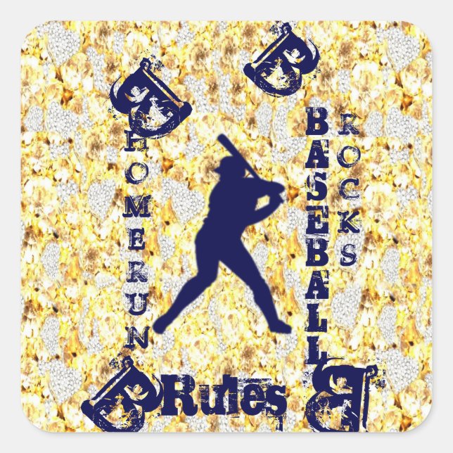 Baseball Quadratischer Aufkleber (Vorderseite)