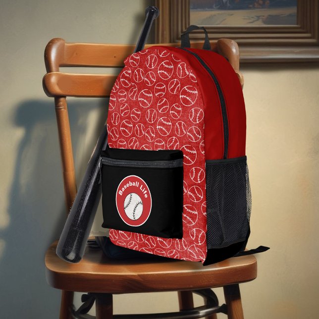 Baseball Red Print Bedruckter Rucksack (Von Creator hochgeladen)