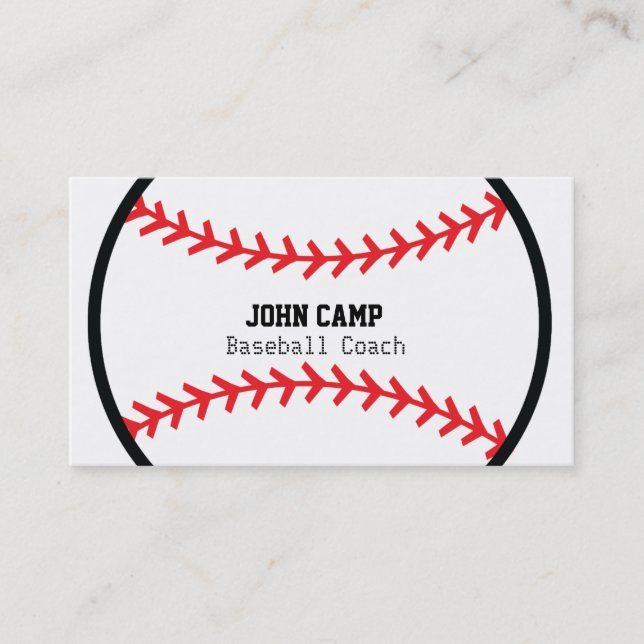 Baseball Red Stitch Coach Sports Business Card Visitenkarte (Vorderseite)