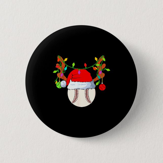 Baseball Reindeer Santa Hat Christmas  Button (Vorderseite)