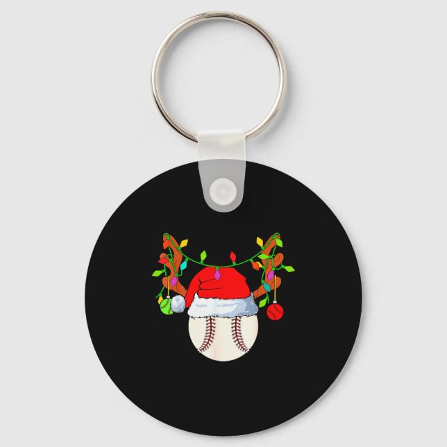 Baseball Reindeer Santa Hat Christmas  Schlüsselanhänger (Vorderseite)