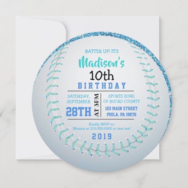 BASEBALL ROND Anniversaire Fête Invitation (Devant)