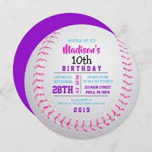 BASEBALL ROND Anniversaire Fête Invitation