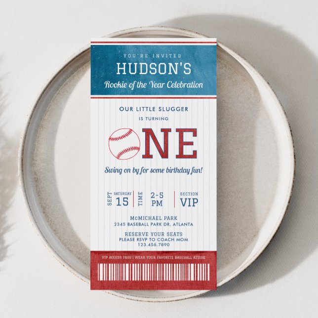 Baseball Rookie 1. Geburtstag Einladung (Baseball Rookie of the Year Birthday Invitation)