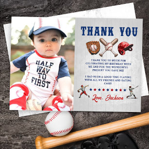 Baseball Rookie Anniversaire Photo Carte de remerc