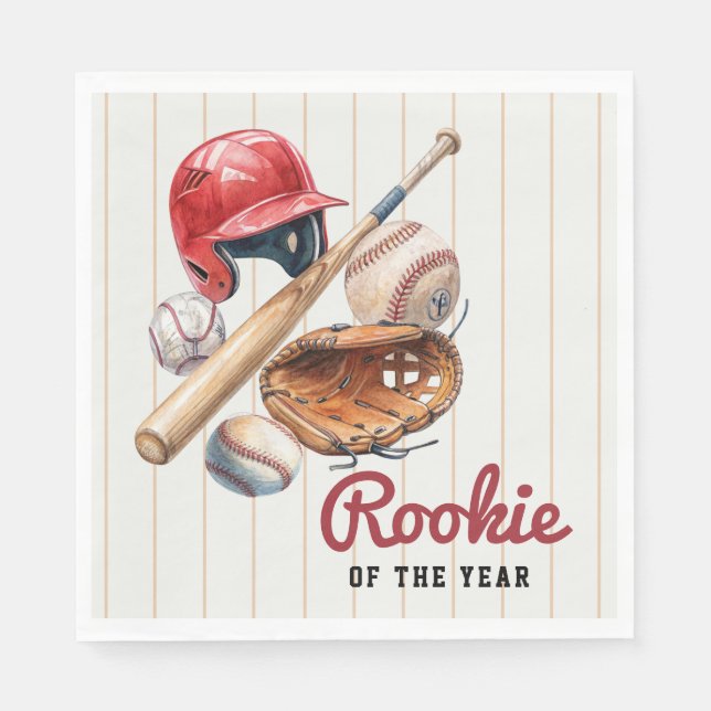 Baseball Rookie Birthday Serviette (Vorderseite)