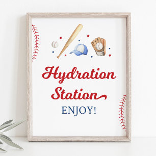 Baseball Rookie Hydration Station Birthday Sign Poster