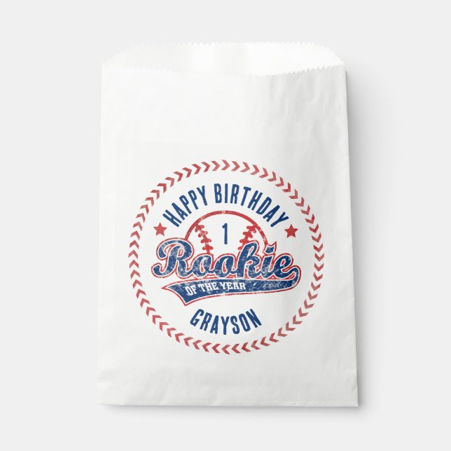 Baseball Rookie of the Year 1st Birthday Party Geschenktütchen (Vorderseite)