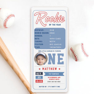 Baseball Rookie Stats Pic Ticket Boy 1. Geburtstag Einladung