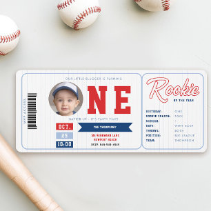 Baseball Rookie Stats Red Ticket Boy 1. Geburtstag Einladung