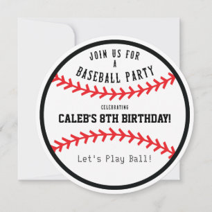 Baseball Round Anniversaire Fête Sports Invitation